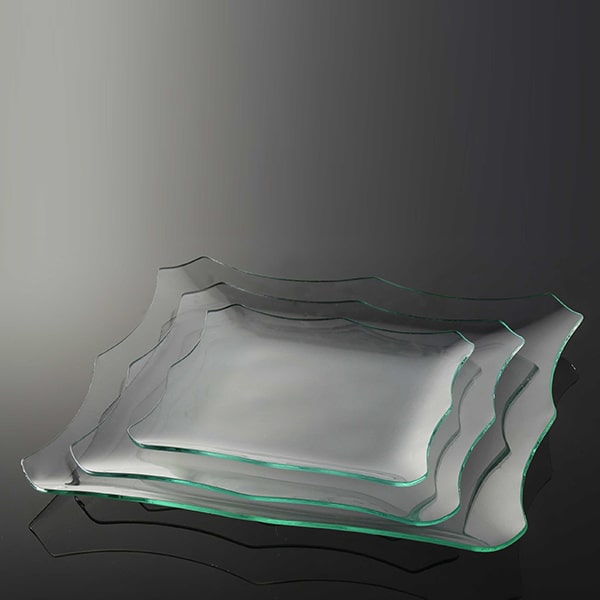 ظرف شیشه ای مربع هشت هلال تخت ساده
